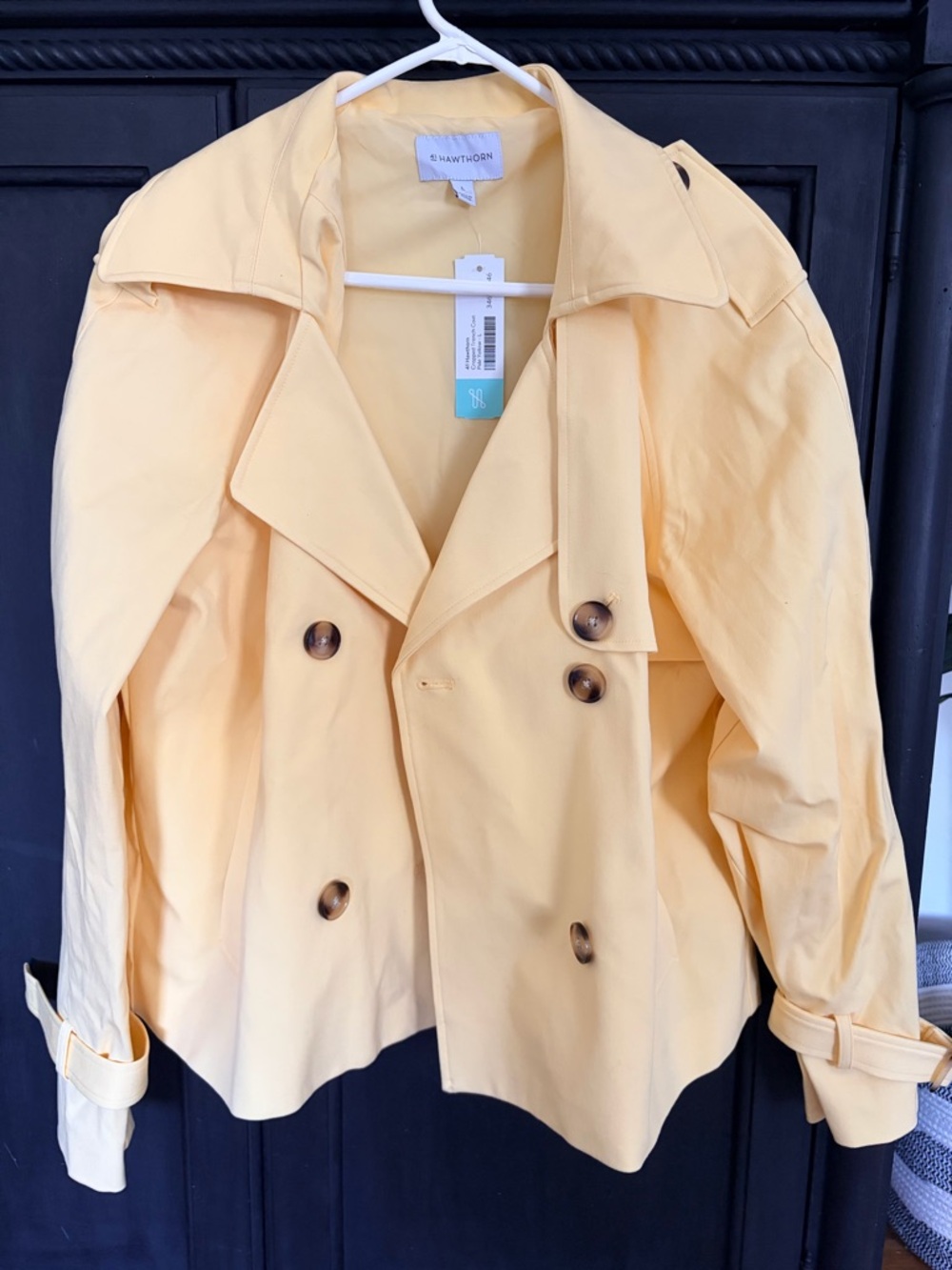 Yellow Double-Breasted Trench Jacket